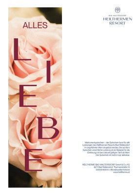 Alles Liebe Gutschein mit Bild von Rosen