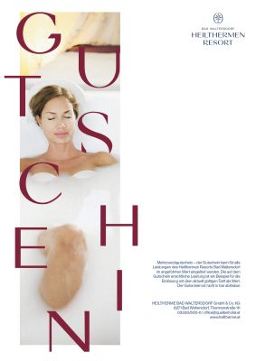 Gutschein mit Bild von Frau in Badewanne